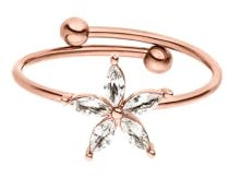 Purelei® Bright Spring Ring, Wasserfester Damenring aus langlebigem Edelstahl mit Blüte aus Zirkoniasteinen, Verstellbare Ringe von Größe 50 bis 60, Modeschmuck für deinen Look (50-55, Rosegold)