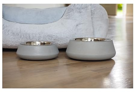 Zoon FloorGrip Bamboo & Stainless Steel Dog Bowl - Sky Blue - Small 17cm