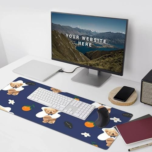 Gaming Keyboard and Mouse Pad Set, 16x35.5 inches, Bear Design,for Home Office, Computer Desk, Laptop Desk, Gaming Desk, Keyboard Tray