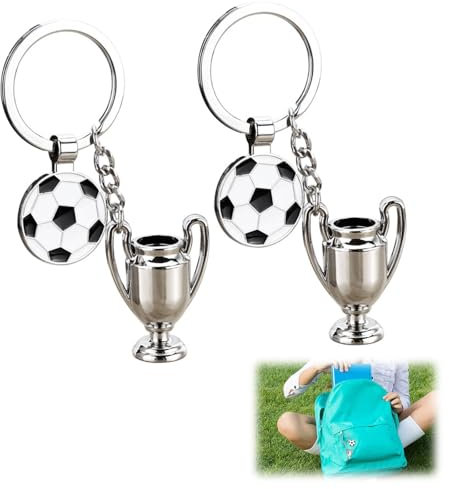 Schlüsselanhänger Fussball, Europapokal-Schlüsselanhänger, Fußball Schlüsselanhänger, Mini Fussball Sport Mitgebsel Schlüsselanhänger, Football Key Chain, Fußball Trophäen Autoschlüsselanhänger,2PCS