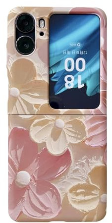 BLOTECH Case for Oppo Find N2 Flip, Ultra Thin Shockproof Premium Mobile Phone Case, Folable Silky Matte PC Protective Case with Motive, Scratch-Resistant, Lightweight Case, Pink and Purple Print