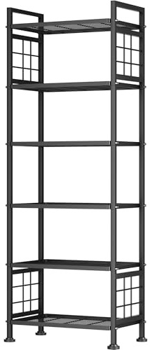 GIOTORENT 6-Draht-Garagenregal, Aufbewahrungsregale, Metallregal, Speisekammerregal, Küchenaufbewahrung, verstellbares Regal, 408 kg Kapazität, für Wäsche, Küche, Badezimmer, Organizer (schwarz)
