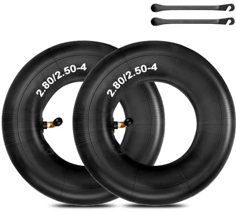 Riisoyu Lot de 2 chambres à air de 2,80/2,50-4 pour roue de brouette, chambre à air, valve coudée, tracteur de pelouse, tondeuse à gazon, diable