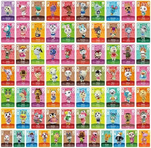 Lot de 72 mini cartes NFC compatibles avec Con NS Switch/Wii U/New 3DS Rare Villageois Série 1 à 4 avec coffrets de rangement