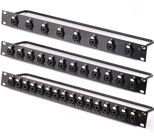 Rack-Patchpanel 8 12 16-poliger 3-poliger XLR-Chassis-Anschluss 1U Flightcase-Halterung for professionelles Lautsprecher-Audiokabel(1U-8D)