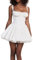 SANSIWU Women Off Shoulder Corset Mini Dress Casual Puff Short Sleeve Backless Ruched A-line Dress Boho Ruffle Beach Short Dress (B-White, M)