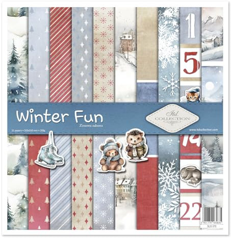 ITD Collection - Scrapbook Papier - Scrapbooking Set - Motivpapier zum Basteln - Dekorpapier 12x12 inches - 310 x 310 mm - 10 Blatt + 1 – Winter Fun - SLS-070