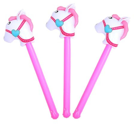 jojofuny 3 Stück Aufblasbar Hobby Horse Aufblasbares Stabpferd Steckenpferd Bastelset Für Pferde-Motto-Geburtstagsfeier, Aufblasbare Party Props Party Supplies