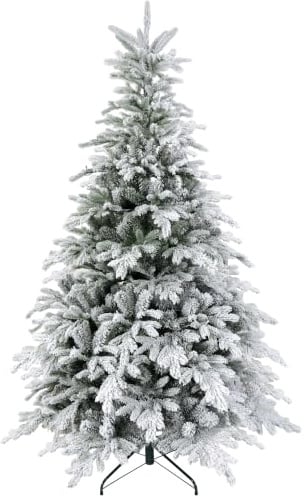 HOMCOM Künstlicher Weihnachtsbaum 180 cm mit Schnee inkl. Metallständer | 1321 Spitzen, Tannenbaum Künstlich, Christbaum Weihnachtsdeko, für Drinnen