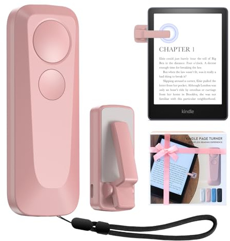 Exdeploy Kindle Remote Page Turner, Page Turner for Kindle Paperwhite Oasis, iPhone, iPad, Android Ebook Page Turn,Camera Video Record Remote (Pink)