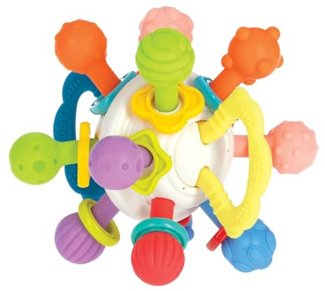 Nuby Twist Ball Beißring mit Rassel, sensorisches Spielzeug, ab 3 Monaten | Sensorisches Beißring-Spielzeug mit Rassel, griffiger Form & vielen Beißflächen, fördert Feinmotorik & beruhigt Zahnfleisch