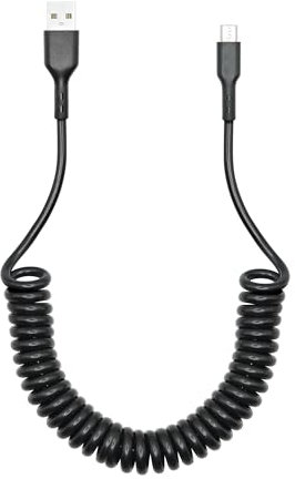 Riertostng Câble d'extension micro USB à ressort hélicoïdal de 2 à 4 ft, USB 2.0 A mâle vers micro USB mâle, câble de charge et de transfert de données, pour smartphone, tablette et autres appareils