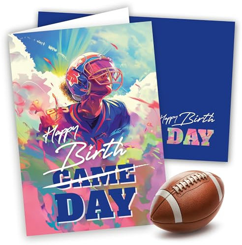 • AMERICAN FOOTBALL • Geburtstagskarte Happy Birthday | Ideal für Footballgeschenke, Sport & Football-Fans | Glückwunschkarte zum Geburtstag | Beschreibbare Klappkarte + bedruckter Umschlag