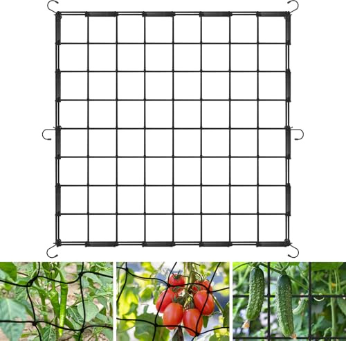 OFFCUP Scrog Netz, Wachsen Zelt Netz 90 x 90cm, Elastische Spalier Netz mit 6 Haken, Grow Netz für Pflanzen Gemüse Obst Passend Pflanzennetz für Garten Balkone Hof Gartenarbeit