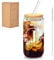 CutitiUU 16oz Letter Glass,Personalised Gifts,Initial Glass Cup with Lids Straws and Straw Brush,Happy Birthday Glass Cup Gift,Stylish A-Z Initial with Name,Iced Coffee Glass Cup (J)