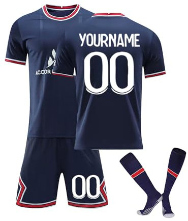 Personalisiertes Fußball Trikots Set 25/24 Hause/Auswärts Fußballtrikot Strips Fussball Trainingsanzug Sportshirt Junge Football Training Tshirts Shorts und Socken Anzug mit DIY Name Nummer 07