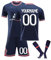 Personalisiertes Fußball Trikots Set 25/24 Hause/Auswärts Fußballtrikot Strips Fussball Trainingsanzug Sportshirt Junge Football Training Tshirts Shorts und Socken Anzug mit DIY Name Nummer 07