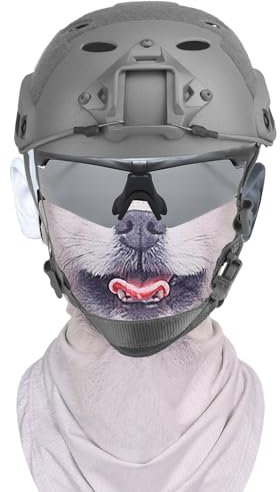 Das Evil Animal Alliance Tactical Set, Bestehend aus Einer Taktischen Helmbrille und Einer Eleganten Eisseiden-Halsmanschette, Ist Ideal für Alle, Die Das Wilde und Ungezähmte Lieben(Grau Helm)(H-07,M