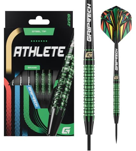 GOAT - Athlete Grün Messing Steeldarts 10 G, inkl. 3 Barrels, 3 Flights & 3 Shafts