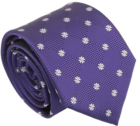 DQT Daisy Floral Patterned Business Party Casual Classic Tie for Men (Violet)