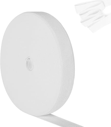 Bande Élastique, 10 Mètres Elastique Couture, Ruban Élastique 15 mm de Large pour Pantalons Élastiques, Ménage Bricolage Artisanat, Blanc