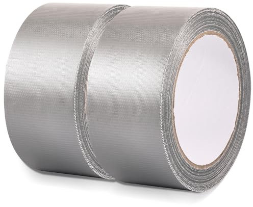 Editbar 2 Rollen Panzertape Wasserfest,Panzerband Extra Stark,50mmx20m Silber Panzertape Gewebeklebeband,Panzertape Wasserfest für Hausgärten, Reparaturen, Befestigungen und Bündelungen