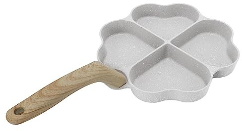 QQNQQ Poêle à Frire, poêle à œufs en Alliage d'aluminium antiadhésive en Forme de cœur 4 Tasses poêle à crêpes à Chauffage Uniforme avec poignée for œufs, crêpes, Plett, crêpes(White)