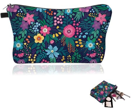 svpfuo Trousse Maquillage, Trousse Maquillage Femme, Trousse De Toilette Femme, Convient Pour Le Rangement Des Cosmétiques Sac Cosmétique Imprimé, Sac Cosmétique Fleurs, Rangement Multifonctionnel (A)