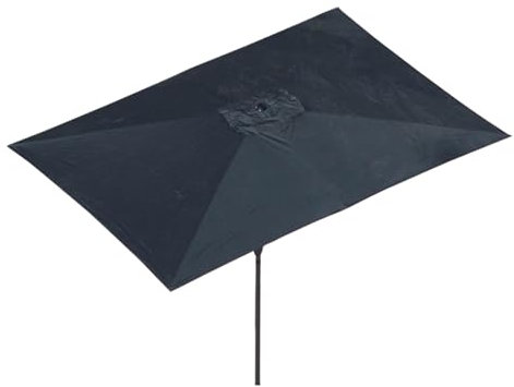 NOIRDA 3.0m X 2.0m Large Garden Table Umbrella With Crank Mechanism, Rectangular Market Umbrella, Waterproof Sun Shade Parasol For Outdoor, Patio, Garden, Beach, Deck(Black)