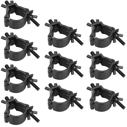 TSSS 10 Pack Black Truss Clamps,Aluminum Alloy DJ Light Clamp,Fits O.D. 2 Inch Truss for Stage Lighting Projector Par Lights,Max Load 220lb