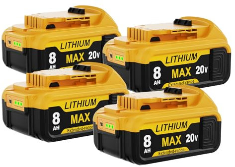 4 Pack 8000mAh Battery Replacement for Dewalt 18V Battery DCB200 DCB184 DCB101 DCB107 DCB112 DCB105 DCB115 DCB203 with LED Indicator