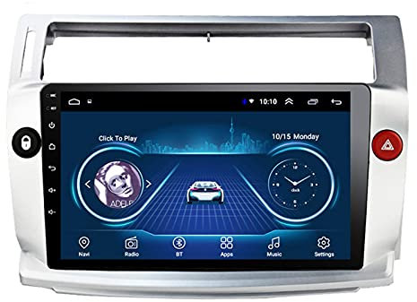 Generico Radio de coche Android 10 con navegador GPS de 9 pulgadas para Citroen C4 2004-2009, radio multimedia de 4 núcleos, FM digital, WiFi 2+32G, Bluetooth, pantalla táctil, sistema de audio