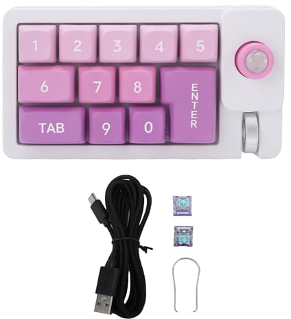 Topiky Mechanical Number Pad, Wired USB 12 Key Hot Swappable Numpad Keyboard with RGB Backlight Joystick Roller, for Gaming Work (Green)