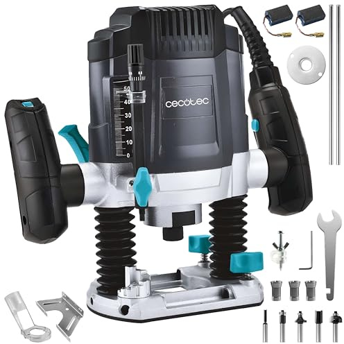 Cecotec Fresadora Eléctrica de Cable MultiShape 900 Inmersion. 1200W, Incluye 5 Fresas, Compatible con Fresas Grandes y Pequeñas, Profundidad Ajustable hasta 55mm, Velocidad Regulable, Tope Paralelo