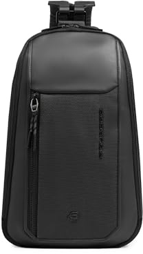 Piquadro Sling bag mit Rucksack-Option aus recycled Stoff Mann Leder und Stoff schwarz