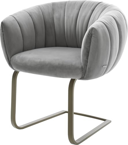DELIFE Schwingstuhl Jada-Flex Freischwinger flach Effektfinish Titan Samt Grau Taschenfederkern