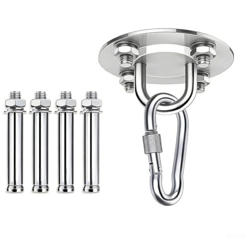 Drehbares Edelstahl-Haken-Set, belastbar bis 450 kg, für zuverlässige Aufhängelösungen in Heim-Fitnessstudio, Yoga-Studio, Veranda und Einrichtungen (B)