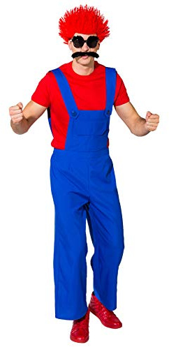 Fasching Herren Latzhose blau oder rot (blau, 50/52)