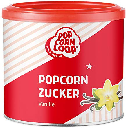 Popcornzucker Vanille 300 g mit Bourbon-Vanille Zucker Vanillin Popcorn Mais Gewürz zum Verfeinern Kochen Backen Dessert Müsli Joghurt