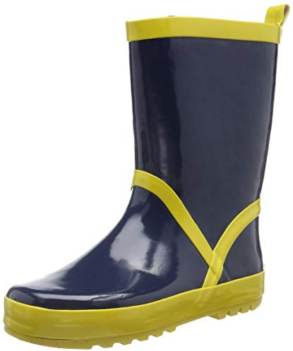 Playshoes Gummistiefel Unisex Kinder Regenstiefel, Marine Gelb, 22/23 EU