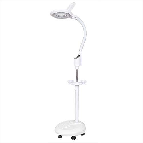16X Lampe Loupe de Beauté Pliable sur Pied, Lumière Froide, Grossissement Lampadaire d'Atelier Esthétique Agrandissement avec Support à roulettes et Bras Réglable pour Salon de Beauté, Cliniques