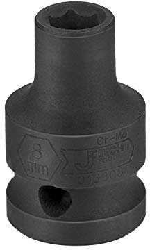 Jetech Douille à Choc 8mm 1/2 Pouce, Acier Chrome-Molybdène, Hexagone 6 Pans Peu Profond pour Cliquets, Clés Dynamiques et Électriques, Solide et Durable, Métrique