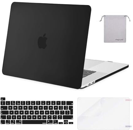 MOSISO Coque Compatible avec MacBook Pro 16 Pouces 2019 Version A2141 avec Touch Bar&Touch ID, Plastique Rigide Coque&Protection Clavier&Protecteur d'écran&Sac Rangement, Noir
