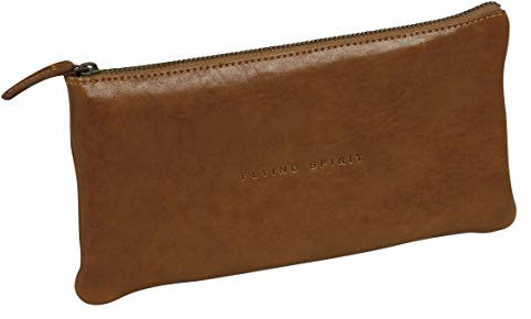 Clairefontaine 106513C Schlampermäppchen (Flying Spirit aus Leder, flach, 22 x 11cm) 1 Stück Cognac