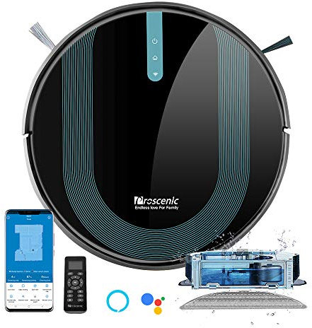 proscenic 850T Saugroboter und Wischroboter, 3000 Pa, leistungsstark für Haustiere, intelligente Navigation, 2-in-1-Mischbehälter, Steuerung über Siri, App, Alexa und Google Home