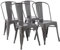 Amazon Basics Esszimmerstühle aus Metall, Schwarz, mit Rückenlehne, stapelbar, Bistro, Küche, Innen- & Außenbereich, 4er-Set, Dunkelgrau, 51 x 43 x 85 cm