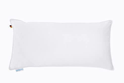 Regina Home Kopfkissen 40x80 cm - Medium - Ergonomisches Nackenkissen mit 70% Federn & 30% Daunen - Waschbar & Allergiker Geeignet - 100% Baumwolle