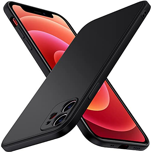 iVoler Cover in Silicone per iPhone 12 Mini 5.4 Pollici con Protezione della Fotocamera, Ultra Sottile Custodia in TPU Morbida Anti-Graffio Antiurto Protettiva Case, Nero