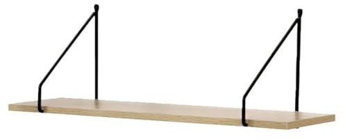 Calicosy - Étagère Murale - Décor Bois - Panneaux De Particules - Supports Métal - Étagère À Fixer - pour Séjour, Couloir, Salon Ou Chambre - Style Industriel - Jusqu'à 2 kg - L 60 x P 15 x H 20 cm