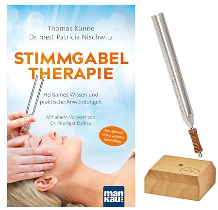 Sonic Energy Therapie Stimmgabel Bundle – Erde/Om 136,10 Hz / Cis3 – Für Meditation, Klangheilung, Entspannung – Inkl. Buch und Holzständer (TTF-E+BOOK)